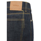 Fendi Blue Cotton Slim Fit Jeans