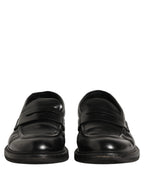 Dolce & Gabbana Black Brushed Calf Leather Loafers Shoes