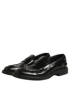 Dolce & Gabbana Black Brushed Calf Leather Loafers Shoes