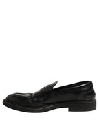 Dolce & Gabbana Black Brushed Calf Leather Loafers Shoes