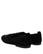 Dolce & Gabbana Black Crown Embellished Men Loafers Shoes