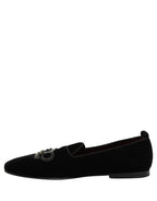 Dolce & Gabbana Black Crown Embellished Men Loafers Shoes