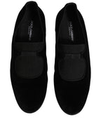 Dolce & Gabbana Black Velvet Slip On Slippers Loafers Shoes