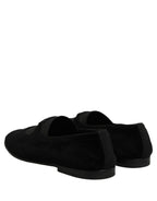 Dolce & Gabbana Black Velvet Slip On Slippers Loafers Shoes