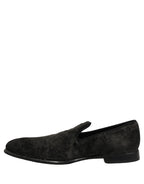 Dolce & Gabbana Black Suede Slip On Men Slippers Loafers Shoes