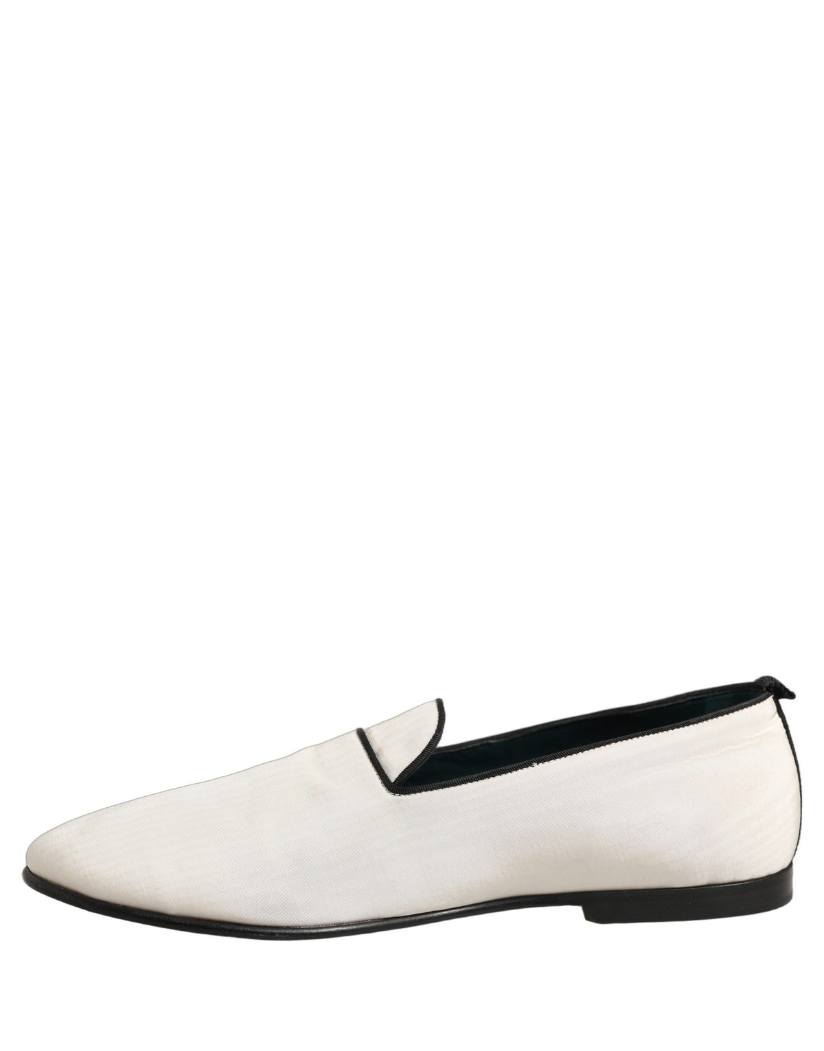 Dolce & Gabbana White Velvet Slip On Men Flats Loafers Shoes