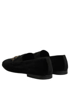 Dolce & Gabbana Black Crown Embellished Men Loafers Shoes