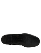 Dolce & Gabbana Black Leather Logo Plaque Men Loafers Shoes