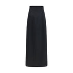 The Row Black Silk Long Skirt