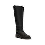 Stuart Weitzman Black Calf Leather Bos Taurus Flat Boots
