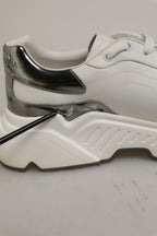 Dolce & Gabbana White Silver Daymaster Low Top Sneakers Shoes