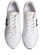 Dolce & Gabbana White Leather Mesh Low Top Neb Sneakers Shoes