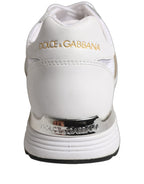 Dolce & Gabbana White Leather Mesh Low Top Neb Sneakers Shoes
