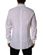 Dolce & Gabbana White GOLD Crown Bee Cotton Formal Dress Shirt