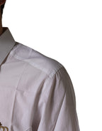 Dolce & Gabbana White GOLD Crown Bee Cotton Formal Dress Shirt