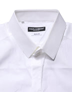Dolce & Gabbana White GOLD Crown Bee Cotton Formal Dress Shirt