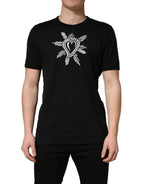 Dolce & Gabbana Black Sacred Heart Cotton Crew Neck T-shirt