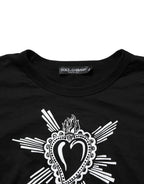 Dolce & Gabbana Black Sacred Heart Cotton Crew Neck T-shirt