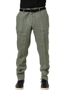 Dolce & Gabbana Gray Linen Tapered Men Dress Trouser Pants