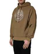 Dolce & Gabbana Brown Embossed Logo Hooded Sweatshirt Sweater