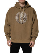 Dolce & Gabbana Brown Embossed Logo Hooded Sweatshirt Sweater