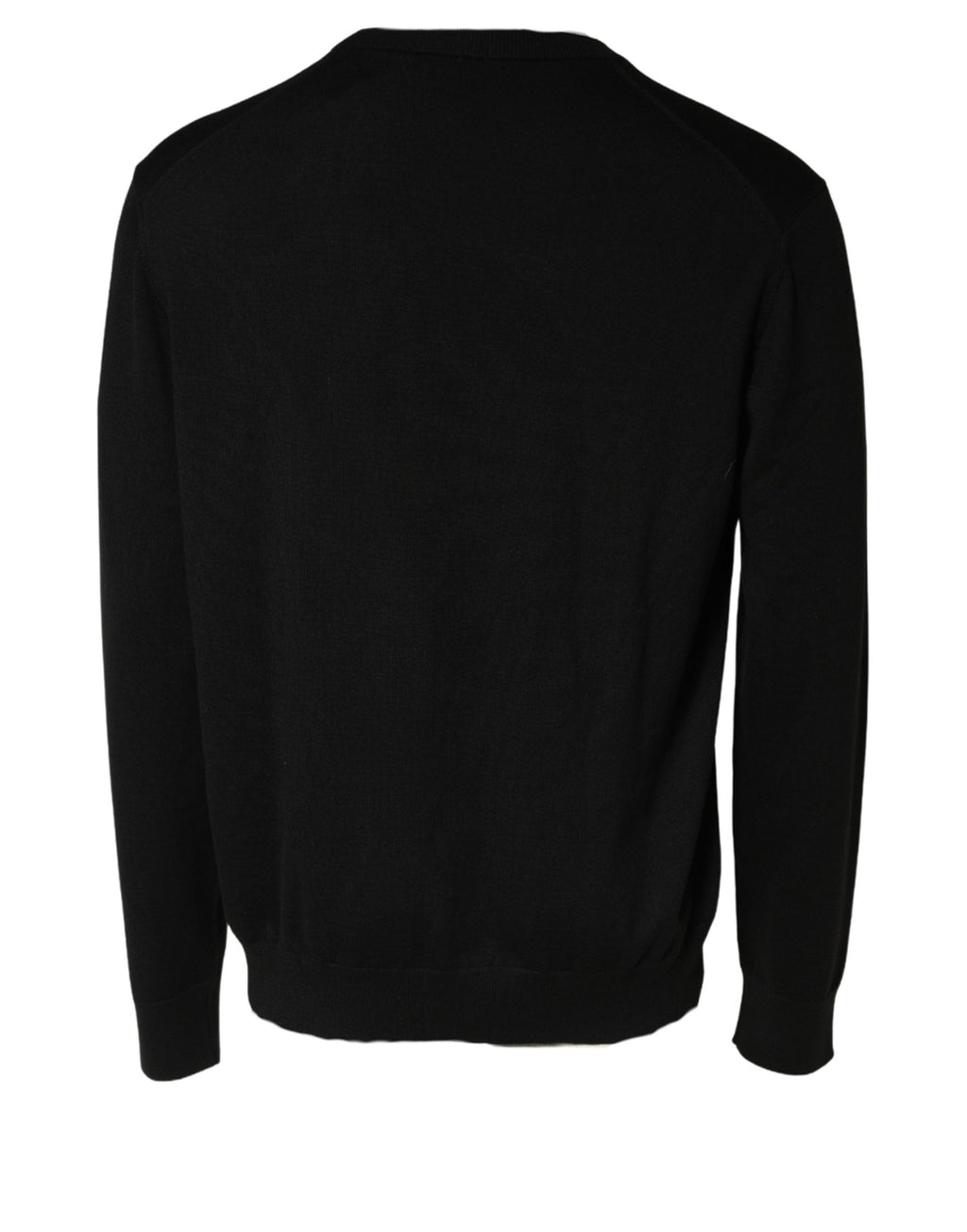 Dolce & Gabbana Black Wool DG Logo Men Crew Neck Sweater