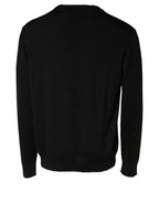 Dolce & Gabbana Black Wool DG Logo Men Crew Neck Sweater