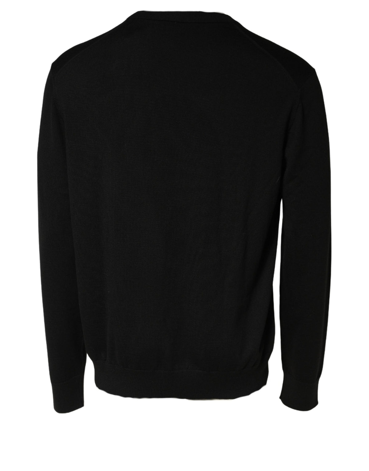 Dolce & Gabbana Black Wool DG Logo Men Crew Neck Sweater