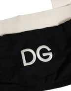 Dolce & Gabbana Black White Cotton Stretch Bikini Top Swimwear