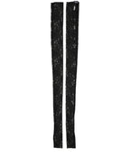 Dolce & Gabbana Sleeves Black Nylon Floral Lace Warmer Arm