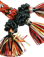 Dolce & Gabbana Multicolor Raffia Leather Clasp Finder Chain Keyring