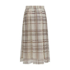Brunello Cucinelli Beige Silk Midi Skirt
