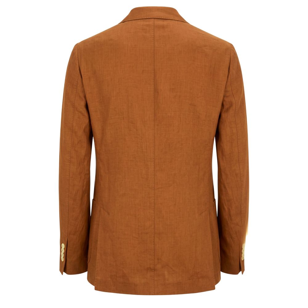 Roberto Pepe Luxury Brown Linen Men's Jacket