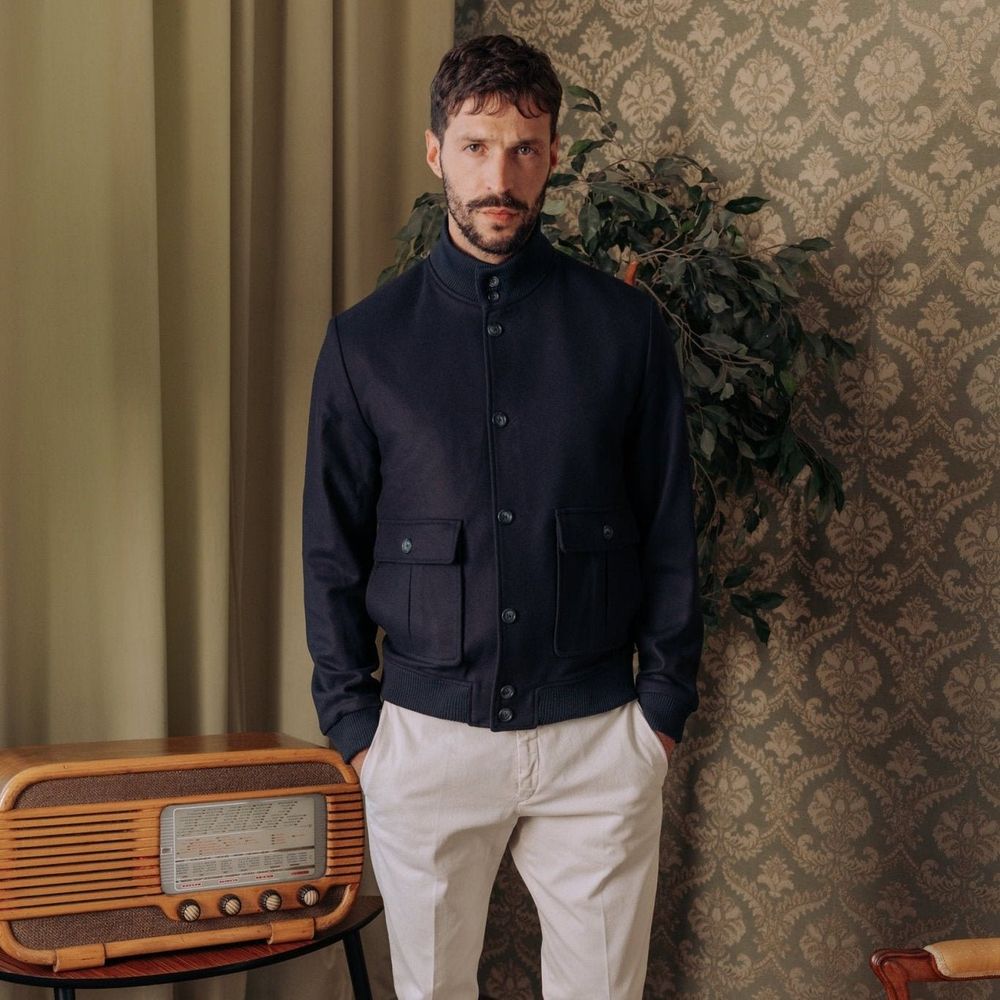 Autore Blue Virgin Wool Bomber