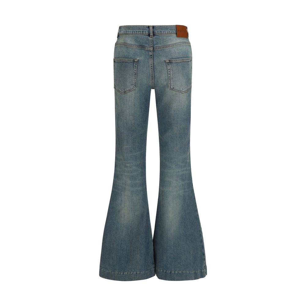 Alexander McQueen Blue Cotton Flared Jeans