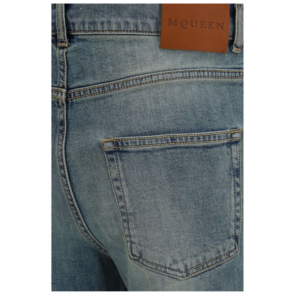 Alexander McQueen Blue Cotton Flared Jeans