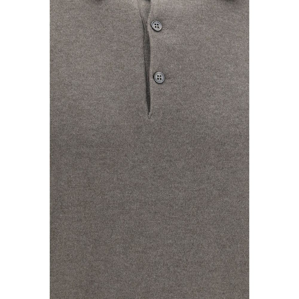 Brunello Cucinelli Brown Cashmere Polo Shirt