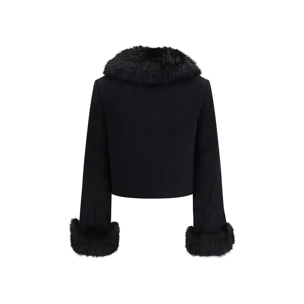 Self-Portrait Black Wool Oves Aries Full-Length Jacket