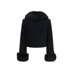 Self-Portrait Black Wool Oves Aries Full-Length Jacket