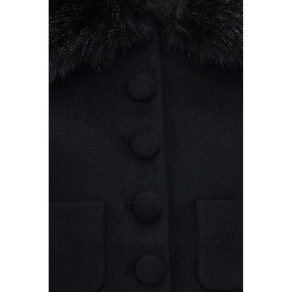 Self-Portrait Black Wool Oves Aries Full-Length Jacket