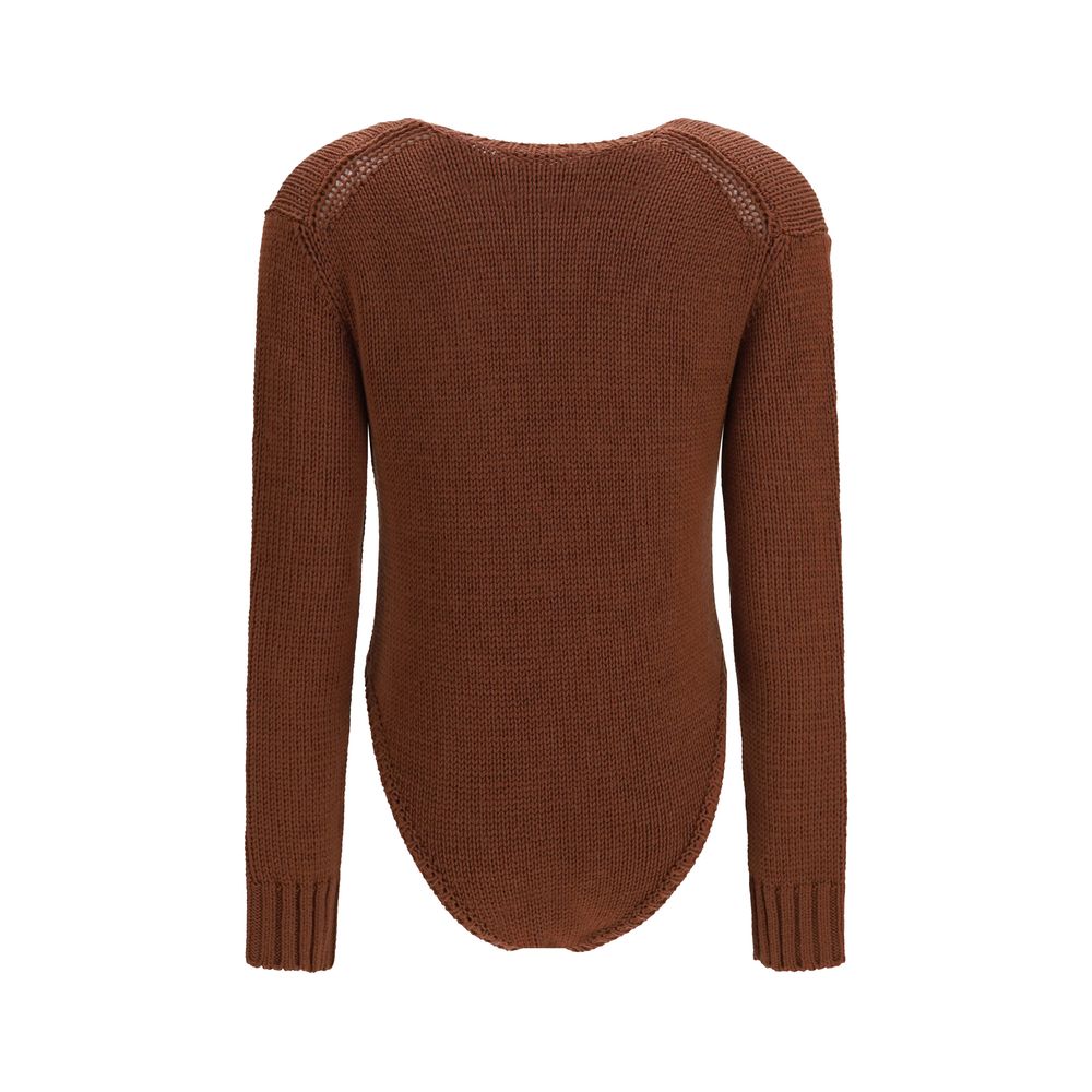 Forte_Forte Brown Wool Oves Aries Bodysuit