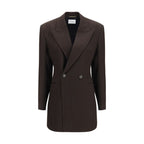 Saint Laurent Brown Wool Oves Aries Full-Length Jacket