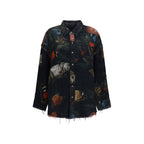 R13 Black Cotton Pattern Shirt
