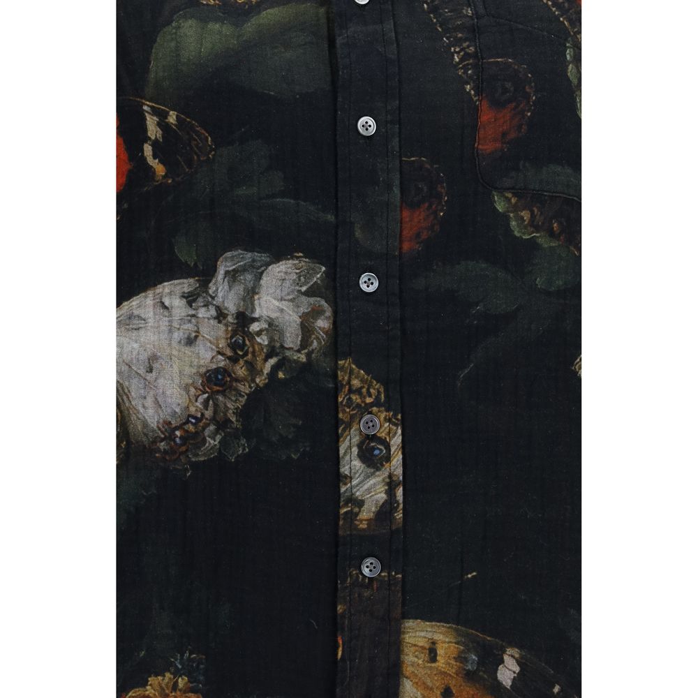 R13 Black Cotton Pattern Shirt