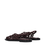 Jil Sander Brown Leather Flat Sandals