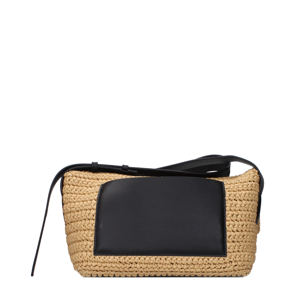 Jil Sander Beige Raffia Crossbody Bag