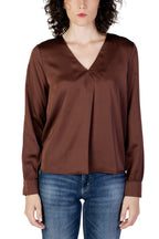 Vila Clothes Brown Polyester Blouse