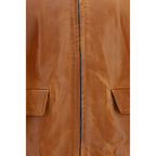 Marni Brown Calf Leather Bos Taurus Leather Jacket