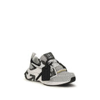 Off-White Gray Fabric Athletic Sneakers