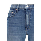 Mother Denim Blue Cotton Flared Jeans